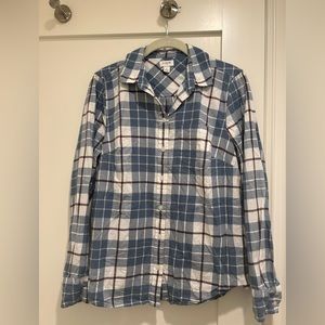 Jcrew blue 100% cotton plaid button down shirt